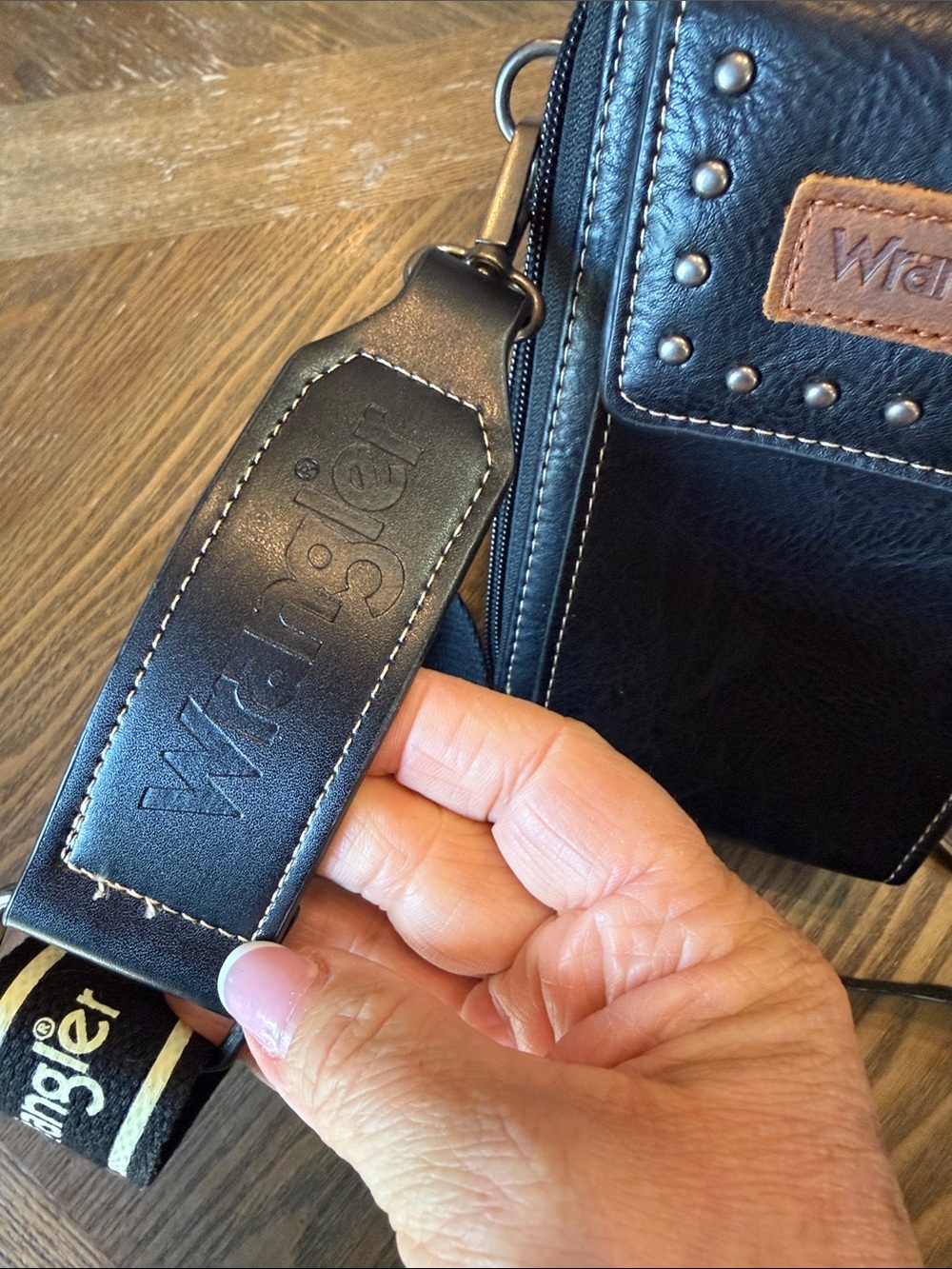 LOW START Wrangler Black Crossbody Phone Pouch with Branded Strap - Picture 8 of 8